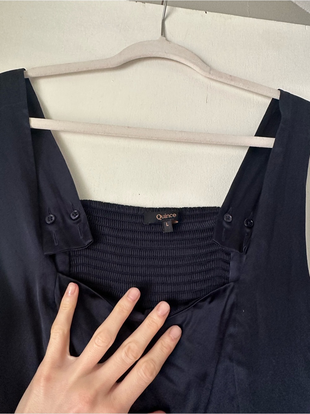 Navy Quince Satin Midi Dress - Picture 3 of 10